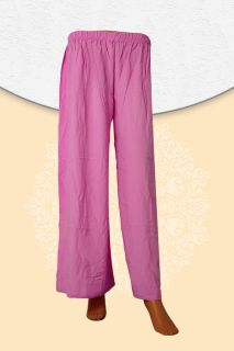 Solid Color Chinese Fabric Palazzo Pant (Pink)