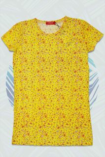 Yellow Color All Over Printed Long T-Shirt