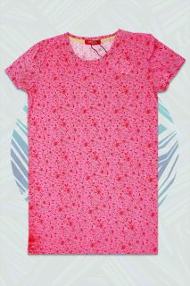 Pink Color All Over Printed Long T-Shirt