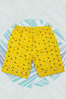 Ladies Allover Print Cartoon & Letter Drawstring Waist Swim Trunks