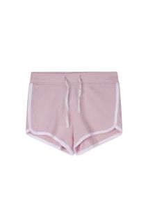 Plain Elastic Waist Contrast Binding Shorts (Pink)