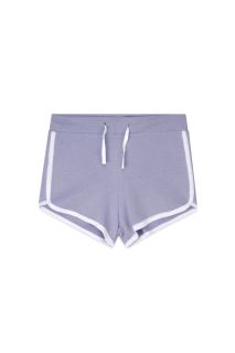 Plain Elastic Waist Contrast Binding Shorts (Light Purple)