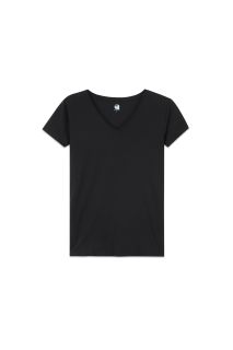 Solid Color V Colar Tee (Black)