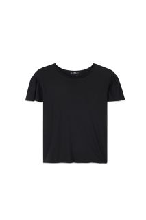 Solid Color Petal Sleeve Tee (Black)