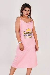 Women's Casual Summer Dress - Pink "Happy Summer Time"