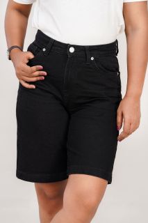 Women's Classic Black Denim Bermuda Shorts