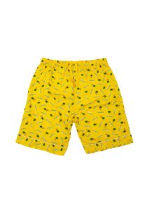 Ladies Allover Print Cartoon & Letter Drawstring Waist Swim Trunks